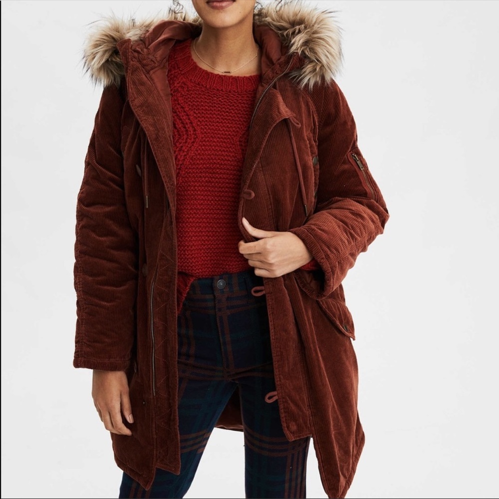 🦅 American Eagle Corduroy Parka XL 🦅